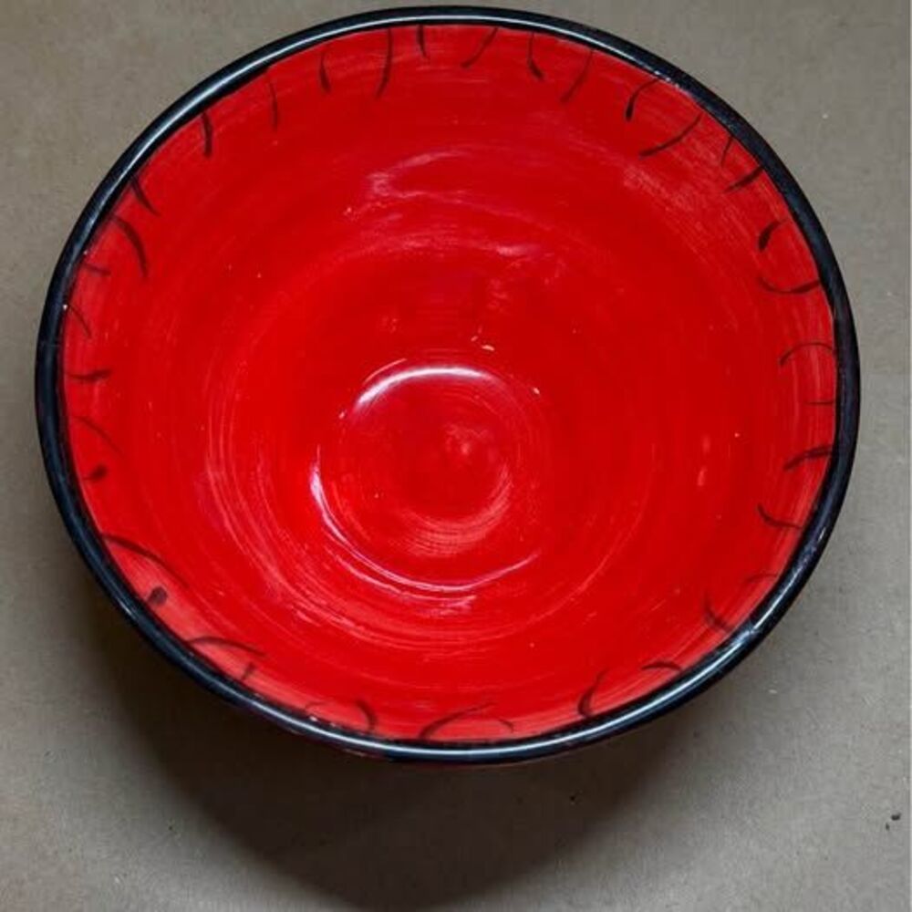 Vintage Signed Jessie Ralph Red Hand Painted Studio Pottery Ceramic Bowl 5”